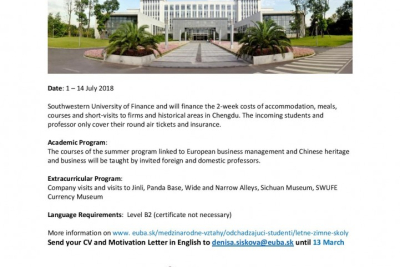 Letná škola „Global Academic Summer Campus“ v Číne