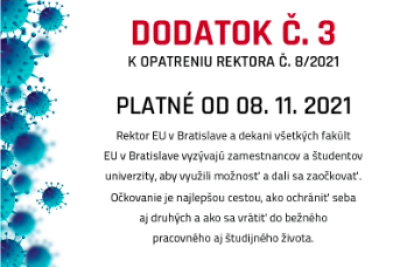 Dodatok č. 3 k opatreniu rektora č. 8/2021