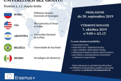 Štúdium na prestížnych univerzitách a štúdium v rámci programu Erasmus+ KA107