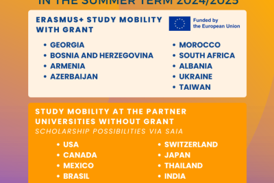 Dodatočná výzvy na Štúdium Erasmus+ mimo Európy s grantom a Štúdium mimo Európy bez grantu v letnom semestri akademického roka 2024/2025.