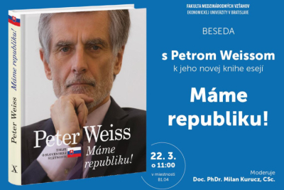 BESEDA s Petrom Weissom k jeho novej knihe esejí Máme republiku