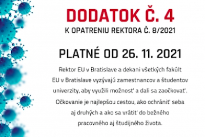 Dodatok č. 4 k opatreniu rektora č. 8/2021